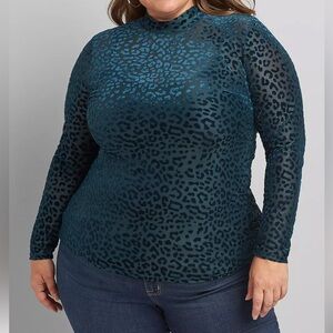 Lane Bryant Green Boxy Long Sleeve Blouse , plus size 18/20